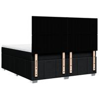 Boxspring met matras stof zwart 200x200 cm - thumbnail