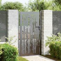 VidaXL Tuinpoort met slot zwart 110 x 205 cm gepoedercoat staal - thumbnail