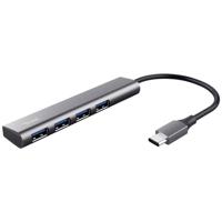 Trust Halyx-4-port 24948 USB-hub 4 poorten USB-A USB 3.2 Gen1 5 GBit/s Met USB-C stekker Donkergrijs - thumbnail