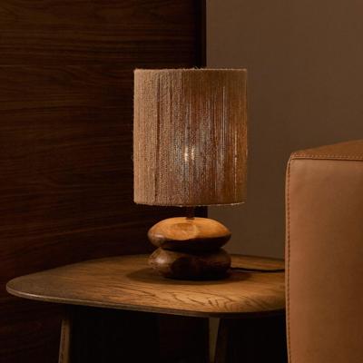 Kave Home Tafellamp 'Kor' Acaciahout en jute, 43cm hoog