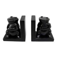 Boekensteunen Zeepsteen Kikkers Zwart - thumbnail