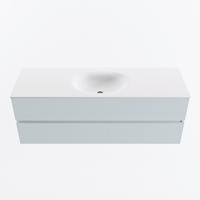 MONDIAZ VICA 140cm badmeubel onderkast Clay 2 lades. Wastafel MOON midden 1 kraangat, kleur Talc. - thumbnail