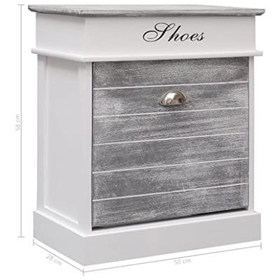 VidaXL Schoenenkast 50x28x58 cm paulowniahout grijs VidaXL Schoenenkast 50x28x58 cm paulowniahout grijs