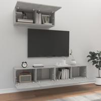 3-delige Tv-meubelset bewerkt hout betongrijs - thumbnail