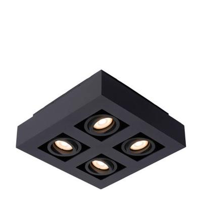 Lucide XIRAX - Plafondspot - LED Dim to warm - GU10 - 4x5W 2200K/3000K - Zwart