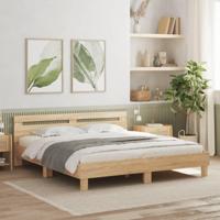 Bedframe met hoofdeinde en LED sonoma eikenkleurig 160x200 cm - thumbnail