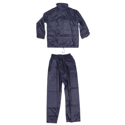 Regenpak XXL blauw. Voorzien van 2 zakken en een in de kraag verwerkte capuchon