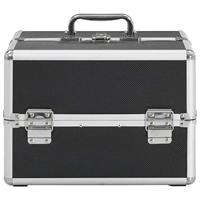 VidaXL Make-up koffer 22x30x21 cm aluminium zwart - thumbnail