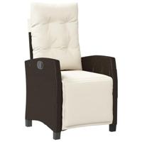 Tuinstoelen 2 st verstelbaar met voetensteun poly rattan bruin - thumbnail