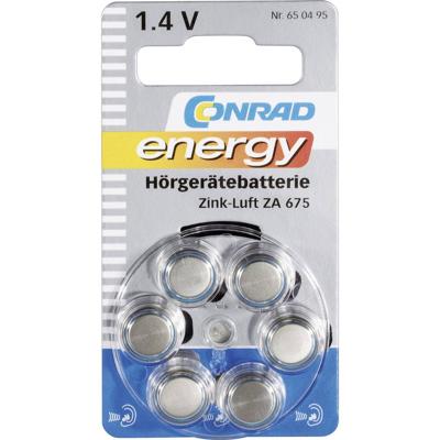 Conrad energy Knoopcel ZA675 1.4 V 6 stuk(s) 630 mAh Zink-lucht
