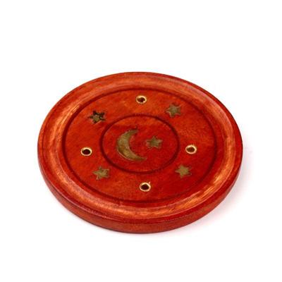 Mango Hout Ronde Wierookhouder Maan & Sterren Inleg