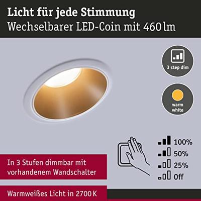 Paulmann 93406 Cole Coin Inbouwlamp Set van 3 stuks LED LED 6.50 W Wit, Goud