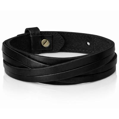 Zwarte leren armband met gesneden leer