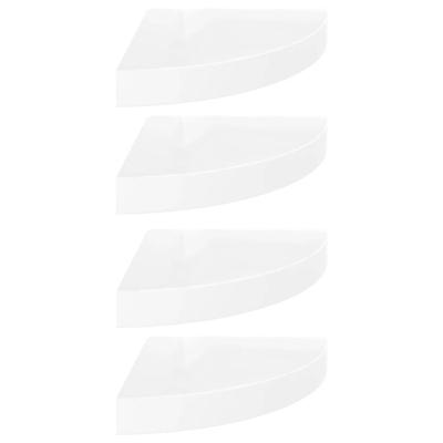 Hoekschappen zwevend 4 st 25x25x3,8 cm MDF hoogglans wit Hoekschappen zwevend 4 st 25x25x3,8 cm MDF hoogglans wit