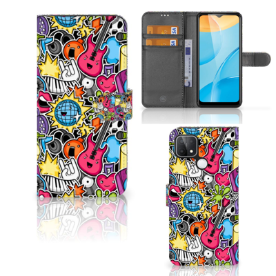 OPPO A15 | Wallet Case | met Pasjes | Punk Rock