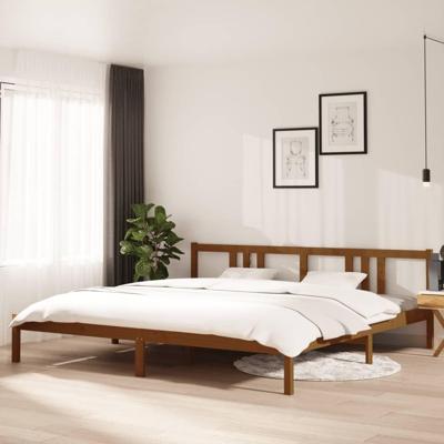 Bedframe massief hout honingbruin 200x200 cm