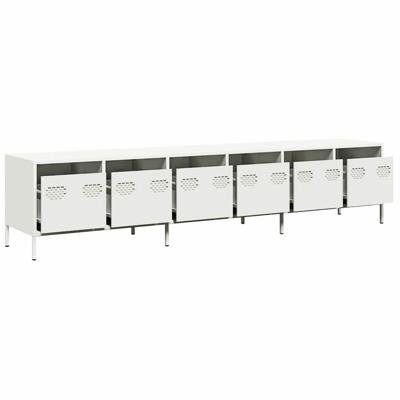 Tv-meubel 202x39x43,5 cm koudgewalst staal wit