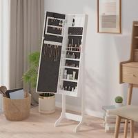 VidaXL Spiegel vrijstaand met led&apos;s 34x37x146 cm wit - thumbnail