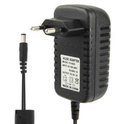 Hoge kwaliteit EU stekker AC 100-240V naar 6V 2A gelijkstroomadapter Tips: 5.5 x 2.1 mm lengte van de kabel: 1.1m(Black)