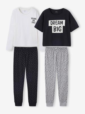 Set van 2 pyjama's met luipaard en stippen voor meisjes JONEN gemêleerd grijs
