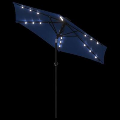 VidaXL Parasol met led's en stalen paal 225x225x212 cm azuurblauw VidaXL Parasol met led's en stalen paal 225x225x212 cm azuurblauw