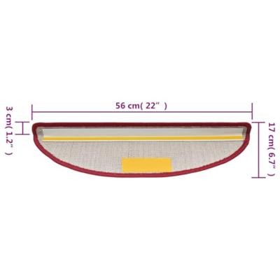 VidaXL Trapmatten 15 st 56x17x3 cm bordeaux halfrond VidaXL Trapmatten 15 st 56x17x3 cm bordeaux halfrond