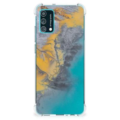 Samsung Galaxy M02s | A02s Anti-Shock Hoesje Marble Blue Gold Samsung Galaxy M02s | A02s Anti-Shock Hoesje Marble Blue Gold
