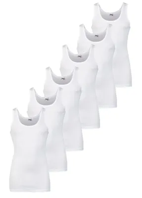 6 Stuks katoenen heren hemden - Basic - Aansluitende katoenen onderhemd - Lang mannen singlet