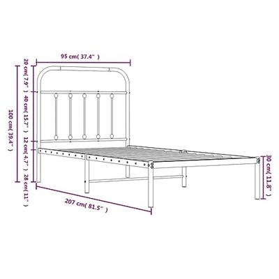 Bedframe met hoofdbord metaal zwart 90x200 cm Bedframe met hoofdbord metaal zwart 90x200 cm