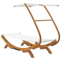 Loungebed met luifel 100x190x134 cm massief gebogen hout crème - thumbnail