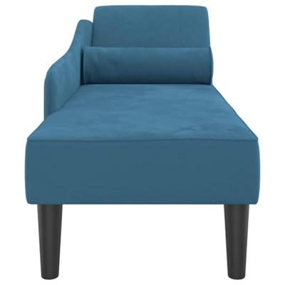 Chaise longue met kussens fluweel blauw