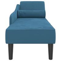 Chaise longue met kussens fluweel blauw - thumbnail