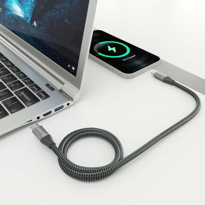 AISENS A107-0875 USB-3.2-kabel Gen2X2, aluminium, 20 Gbit/s, 8K, 30Hz, 5A, 100W, E-merk, type USB-C/M-USB-C/M, grijs, 3,0 m