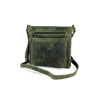 Hunter leren vierkant dames schoudertasje L Green