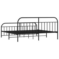 Bedframe met hoofd- en voeteneinde metaal zwart 200x200 cm - thumbnail