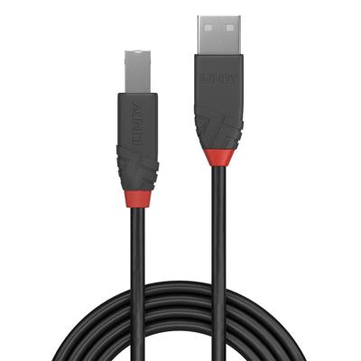LINDY USB-kabel USB 2.0 USB-A stekker, USB-B stekker 0.50 m Zwart, Grijs 36671