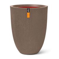 Capi nature groove nl elegant laag vaas 34x46 cm warme taupe - thumbnail