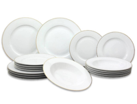Studio Tavola Serviesset Wit / Goud - 18-delig / 6 personen - 6 dinerborden, 6 diepe borden en 6 ontbijtborden - thumbnail