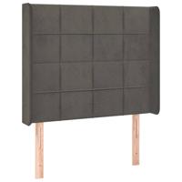 Hoofdbord met randen 83x16x118/128 cm fluweel donkergrijs - thumbnail