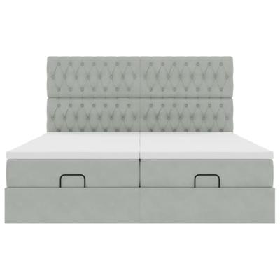 Ottoman bed met matrassen en LED's 160x200cm fluweel lichtgrijs
