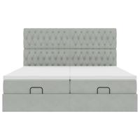 Ottoman bed met matrassen en LED's 160x200cm fluweel lichtgrijs - thumbnail