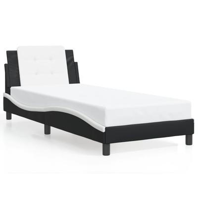 Bedframe met LED-verlichting kunstleer zwart en wit 160x200 cm