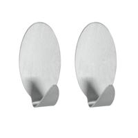 Metaltex ovalen plakhaken 2 stuks rvs - thumbnail