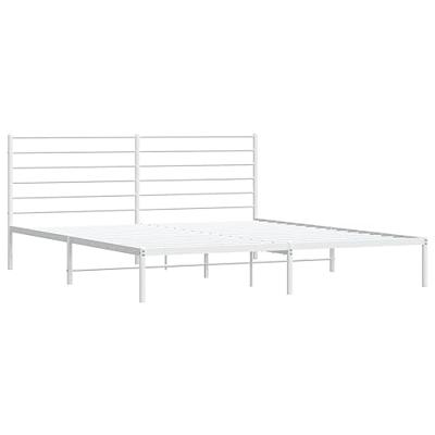 Bedframe met hoofdbord metaal wit 200x200 cm - thumbnail