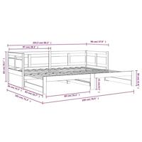 Slaapbank uitschuifbaar massief grenenhout 2x(90x200) cm - thumbnail