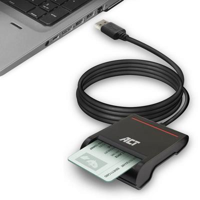 ACT externe usb 2.0 smartcard eid kaartlezer, zwart - thumbnail