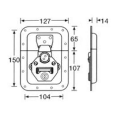 Adam Hall 17250LS Groot inbouw vlinderslot met slot 14mm diep