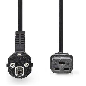 Stroomkabel | Type F (CEE 7/7) Male | IEC-320-C19 | Gehoekt | Recht | Vernikkeld | 2.00 m | Rond | PVC | Zwart