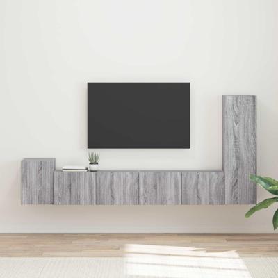Tv-meubelset Wandgemonteerd 3 pcs Grijs Sonoma Bewerkt hout