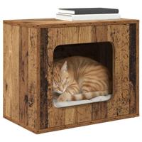 Kattenhuis Oudhout 51 x 30 x 42 cm Bewerkt hout - thumbnail